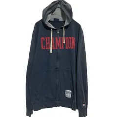 Champion ジップアップ ロゴスウェット パーカー L ネイビー チャンピオン 古着卸 アメリカ仕入 a611-5249