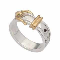 Hermes エルメス コンビカラー ベルト サンチュール リング 750 K18 YG イエローゴールド 925 SV シルバー日本サイズ約7号 #47【送料無料】指輪【中古】25140509