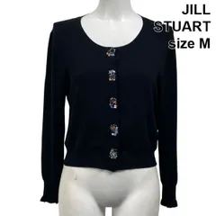 ◆ ジルスチュアート JILL STUART ニットカーディガン ショート丈 ビジュー 黒 M 9号 レディース S5V401
