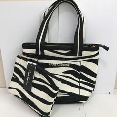 Anne Coquine アンコキーヌ 洗えるリサイクルニットトートバッグ　ゼブラ柄