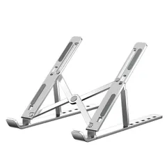 【アルミ合金製・最大15KG耐荷】 パソコンスタンド 人間工学 7段階高さ&角度調整可能 卓上 姿勢改善 安定性 持ち運び便利 pcスタンド 軽量 ノートパソコンスタンド ノートpc スタンド 折り畳み式 腰痛＆猫背＆肩こり解消 滑り止め Moon] 放熱性