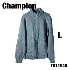 Champion グレー フルジップ フリース ジャケット L アウター ワンポイント ロゴ シンプル 無地 古着 TK11946