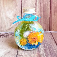 ◆ハーバリウム　341 大人グリーンのネコbottle*.:。✿*゜ 0_ac88ef45d16cb2d976f135603afb