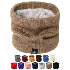 在庫処分中 [カーキ] ネックウォーマー スヌード マフラー ニット 裏起毛 裏ファー ボア 防寒 メンズ レディース 保温 スポーツ