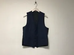 本物スーツセレクトSUITSELECTウールリバーシブルドレスジレベストメンズサーフアメカジミリタリーストリートスケーターワークビジネススーツモードゴルフドレス紺ネイビーグレー柄L