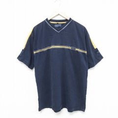 XL/古着 半袖 Tシャツ メンズ POINT ZERO Vネック 紺 ネイビー 25may21 中古