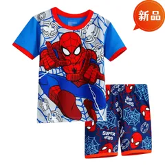 新品 スパイダーマン 半袖パジャマ 上下セット 100〜130cm 男の子 綿 寝巻き 春夏 キャラクター プレゼント