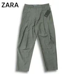 【新品 未使用】 ZARA ザラ マン 春夏★ タック テーパード スラックス パンツ Sz.29 メンズ 灰 グレー