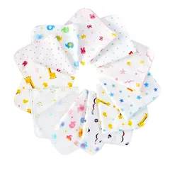 ガーゼハンカチ ガーゼタオル ベビービブ－ 2層 綿100％ 30*30 (12枚6柄各2枚柄は弊社にお任せ)