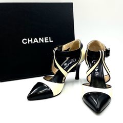 CHANEL　パンプス　サンダル 24349✨CHANEL クロスストラップ レースアップサンダル レザー - メルカリ