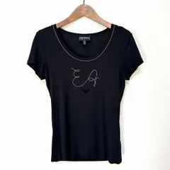 #snc エンポリオアルマーニ EMPORIOARMANI カットソー Tシャツ 38 黒 ゴールド 半袖 ロゴ ボールチェーン レディース [891300]のサムネイル