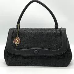 美品 1741 Precious シャークスキン ハンドバッグ ステッチ 黒 美品 1741 Precious シャークスキン ハンドバッグ ステッチ 黒