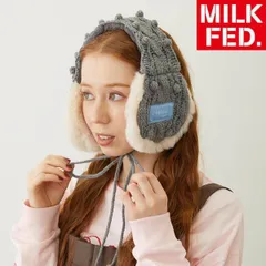 ミルクフェド 耳当て イヤーマフラー イヤーマフ レディース MILKFED CABLE KNIT EARMUFFS 103254054003 グレー アッシュ ブランド ネックウォーマー イヤマフ ロゴ おしゃれ 可愛い 防寒 冬小物 ファー ニット 人気