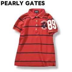 パーリーゲイツ PEARLY GATES 刺繍ロゴ ボーダー カノコ ポロシャツ ゴルフウェア 1 ワインレッド レディース ♪