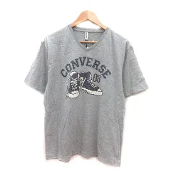 コンバース CONVERSE Tシャツ カットソー Vネック プリント 半袖 LL グレー 紫 パープル 白 ホワイト /MSのサムネイル