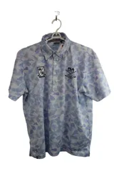 【美品】FILA GOLF(フィラゴルフ) ポロシャツ 薄紫総柄 メンズ LL ゴルフ用品 2409-0453 中古