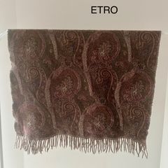 ☆美品☆ エトロ 膝掛け ストール ペイズリー柄 イエロー系 西川産業