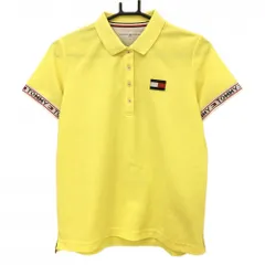 ★SALE価格★【美品】トミーヒルフィガー 半袖ポロシャツ イエロー×白 袖口ロゴ レディース L ゴルフウェア Tommy Hilfiger Golf