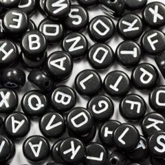 アルファベット レタービーズ 黒 白文字 ７ｍｍ ディスク ミックスパック C4