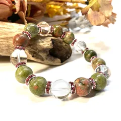 ユナカイト&水晶 パワーストーン ブレスレット 天然石 12mm （ピンク）メンズ・レディース　男性 [j]・女性　数珠ブレス　開運 [j]　