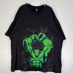 古着 マーベル MARVEL 半袖Tシャツ ハルク キャラクター 大きいサイズ 肉厚 大判 プリント XXL  ブラック メンズ