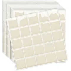 MORCART【20枚】タイルシール キッチン 耐熱 防水 洗面所 トイレ DIY 家具やアイテムの装飾 タイルシート 壁紙シール 3D リメイクシート (25x25cm, ライトアプリコット) 1