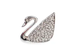 美品　スワロフスキー　SWAROVSKI　クリスタル　スワン　ブローチ　ピンブローチ　幅:1.8cm　シルバーカラー　送料無料
