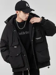 種類12：2XL/E：GY74 ブラウン 秋冬 コーデ メンズ  服 シンプル ファッション オシャレ 大人 かっこいい 大きいサイズ ストリート 紳士服 黒 フード付き ダウン ジャケット グレー ダック アメリカン 厚手 カップル