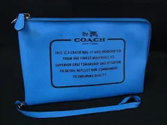 COACH コーチ レザー セカンドバッグ クラッチバッグ マルチケース レディース ブルー系 DK4380