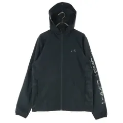 美品 UNDER ARMOUR アンダーアーマー ワンポイントロゴ 長袖 ウインドブレーカー SM ブラック メンズ 古着