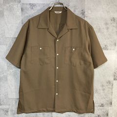 日本製 KABEL カベル 半袖 オープンカラー スナップシャツ ブラウン L ウール地 薄手