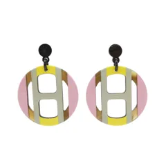 エルメス　ピアス　Hエキップ サーブル　ブラウン　ベージュ系　ラッカー　新品 HERMES 【新品未使用】エルメス Hエキップ ペンダント