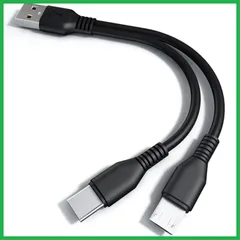 USB 2.0 二股ケーブル USB 2.0 Aオスto USBタイプCオス& マイクロUSBオスY字2分岐ケーブル USB & タイプC 延長ケーブル 同期充電 多機能2 in 1 USBタイプC Yスプリッタケー Micro USB & Type-C 2