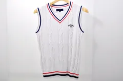 中古 レディース キャロウェイ Callaway ベスト M 白 ホワイト Vネック ニット シンプル