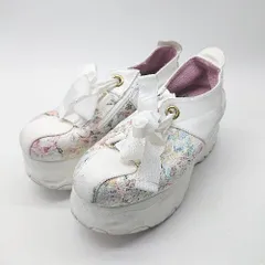 ◇ Θ YOSUKE ヨースケ 花柄 レース 厚底 スニーカー サイズ24.5 ホワイト レディース E  【1504240023113】