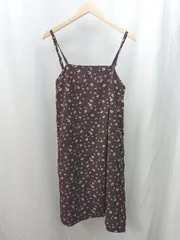 ◇ E hyphen world gallery 肩調節 ウエストゴム 花柄 ノースリーブ ひざ丈 ワンピース サイズF パープル系 レディース E  【1304050042591】