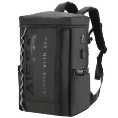 [AISFA] リュック メンズ リュックサック スクエア バックパック 防水17インチ PC ビジネス ラップトップバック USB充電ポート付き 30L アウトドア旅行防災 通勤【底部ポケットがないタイプ】(ブラック) 0