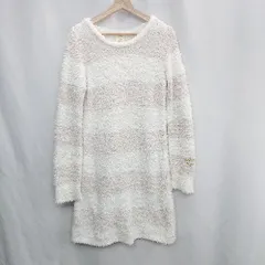 ◇ ⊇ gelato pique ジェラート ピケ モコモコ生地 長袖 膝丈 ワンピース サイズF ホワイト ピンク レディース E  【1502200008323】