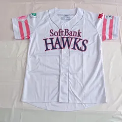 A112　ソフトバンクホークスのピンクのユニフォーム 　前に汚れあり　特別な60周年記念ロゴ付き