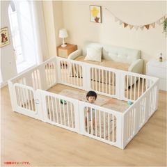 D6523◆未使用 ベビーサークル フェンス ゲート ガード プレイヤード パーテーション 収納棚 安全柵 置くだけ ドアロック付き 安全設計 滑り止め 簡単設置 140x200cm GU MODE・‎bian