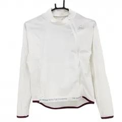 アディダス ジャケットブルゾン 白×パープル 肩ロゴ 薄手 レディース S ゴルフウェア adidas