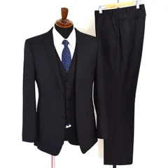 美品 バーバリー ブラックレーベル 3ピース 2つボタン シングルスーツ M Y6 ブラック ストライプ ノータック D1H26-402-09 春秋  5XE005 【送料無料】【中古】【メンズビジネス】202505