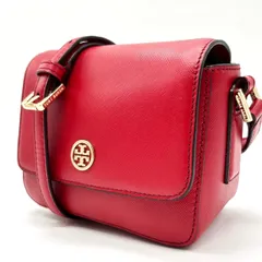 ?美品? Tory Burch トリーバーチ ショルダーバッグ トートバッグ フラップ ゴールド金具 ロゴ型押し ロゴプレート クロスグレインレザー 肩掛け 斜め掛け レディース レッド 赤色