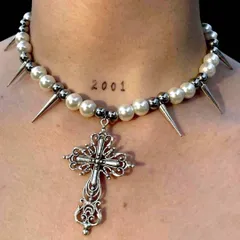 ネックレス フェアリーグランジ グランジ シルバー パール y2k 十字架