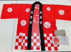 32‐2　大人用　祭り　ハッピ　祭用品　赤　Lサイズ
