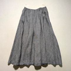 美品 ネストローブ リネンギャザースカート F グレー マキシスカート