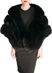 Kstyle App フェイク ファー マフラー フォックス 調 上品 ゆったり 大判 大きめ 秋 冬 フリーサイズ 暖かい 風 ケープ マント ポケット 付き コート アウター ネイビー レッド ワインレッド カジュアルシューズ(ブラック)