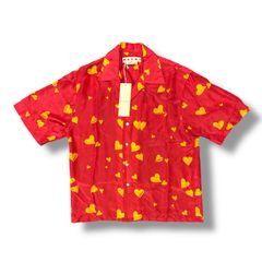 MARNI 23AW ハートシルクシャツ オープンカラー半袖シャツ ハート柄 マルニ CUMU0213A4 レッド 44 97111A7のサムネイル