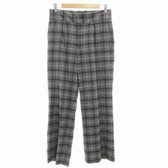グリーンレーベルリラクシング ユナイテッドアローズ green label relaxing サキソニー ワイドパンツ スラックス タック チェック 42 L グレー 3514-138-1688 /GV