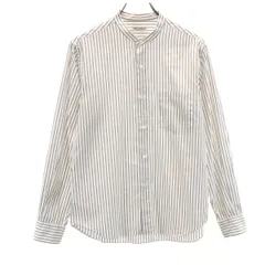 BEAUTY&YOUTH UNITED ARROWS ビューティーアンドユースユナイテッドアローズ 日本製 ストライプ柄 長袖 スタンドカラー シャツ S 白×ベージュ系 メンズ 古着